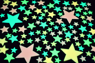 100pc Multicolor Glow in the Dark Cosmic Stars Wall Ceiling Decor